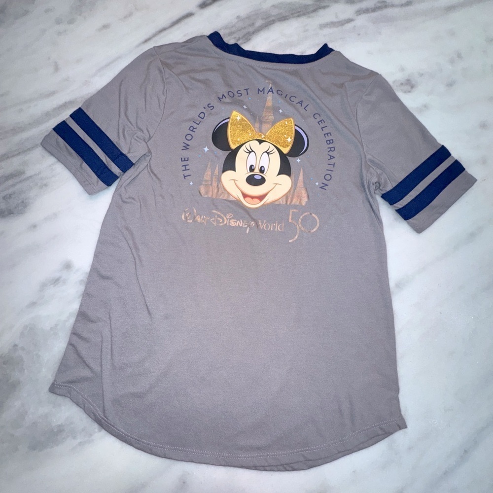 Walt Disney World Womens Gray Minnie Mouse 50th Anniversary Tee Shirt - sz S